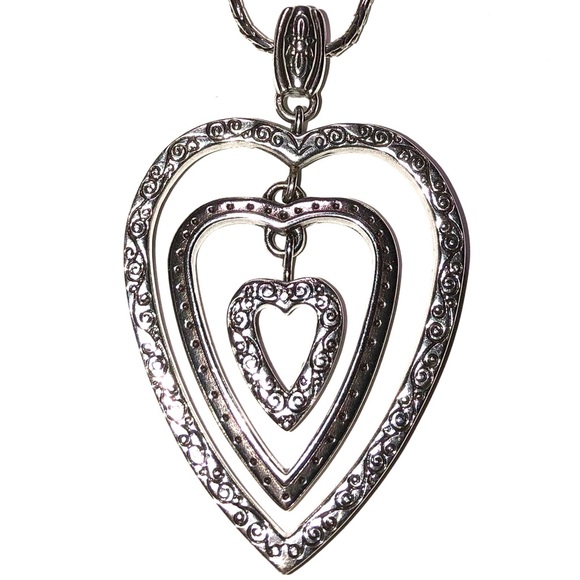 BRIGHTON SILVER TRIO HEART NECKLACE - Picture 3 of 7